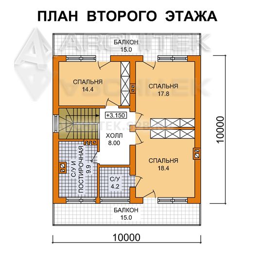J-037-P проект небольшого современного дома из газобетона с балконом