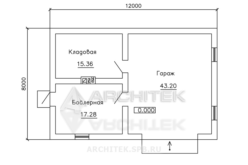 J-045-P проект гаража из пеноблоков с подсобными помещениями