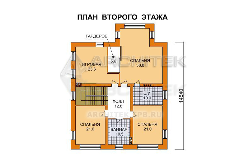 J-050-K проект двухэтажного кирпичного дома с террасой 13×17