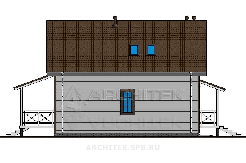 N-008-F Проект каркасного дома с гаражом, мансардой, террасой 9.5х11.8