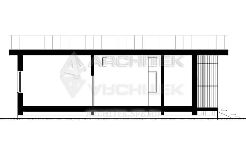N-022-F Проект маленького экономичного каркасного дачного дома с террасой 9.7х13.4