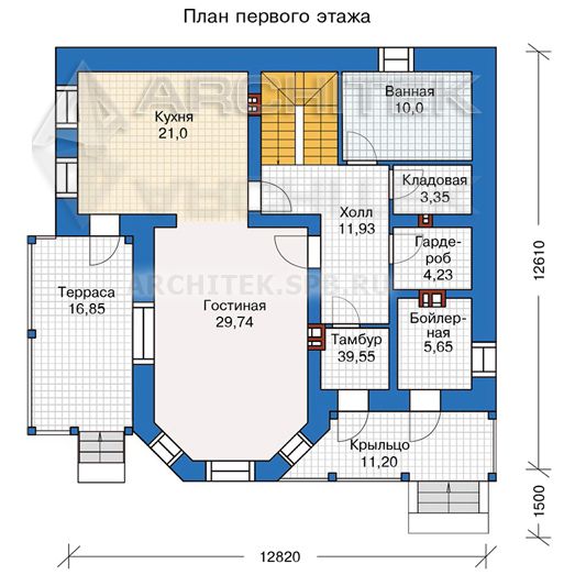 PD-002-K проект двухэтажного кирпичного дома с мансардой