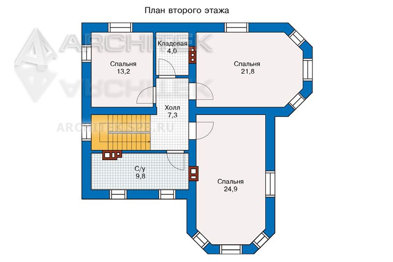 PD-007-K проект двухэтажного кирпичного дома с террасой и эркером