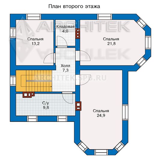 PD-007-P проект двухэтажного дома из газобетона с террасой и эркером