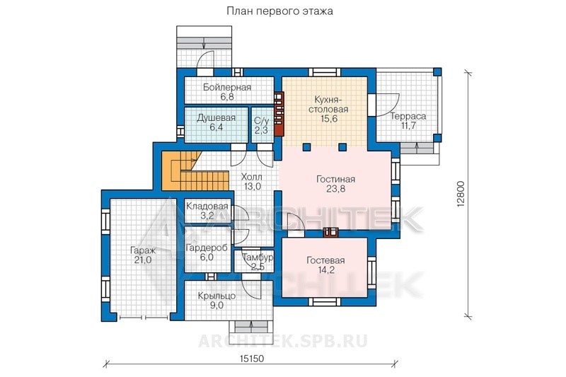 PD-010-4K проект дома из кирпича с гаражом, мансардой, вторым светом, террасой, балконом