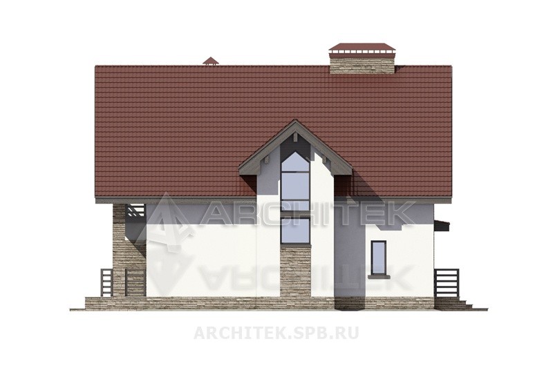 PD-010-5P проект дома из газобетона с мансардой, балконом, террасой