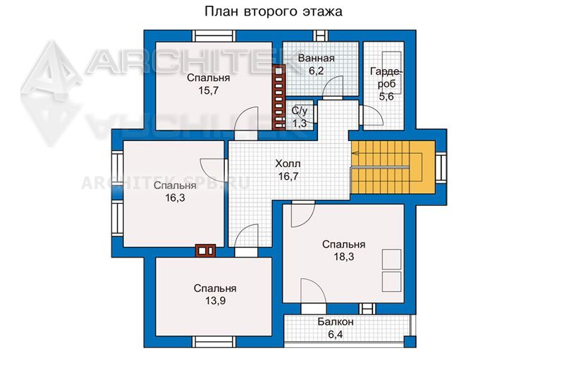 PD-010-K проект кирпичного дома с мансардой и сауной