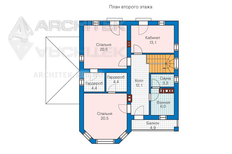 PD-011-1P проект двухэтажного дома из газобетона с гаражом и сауной