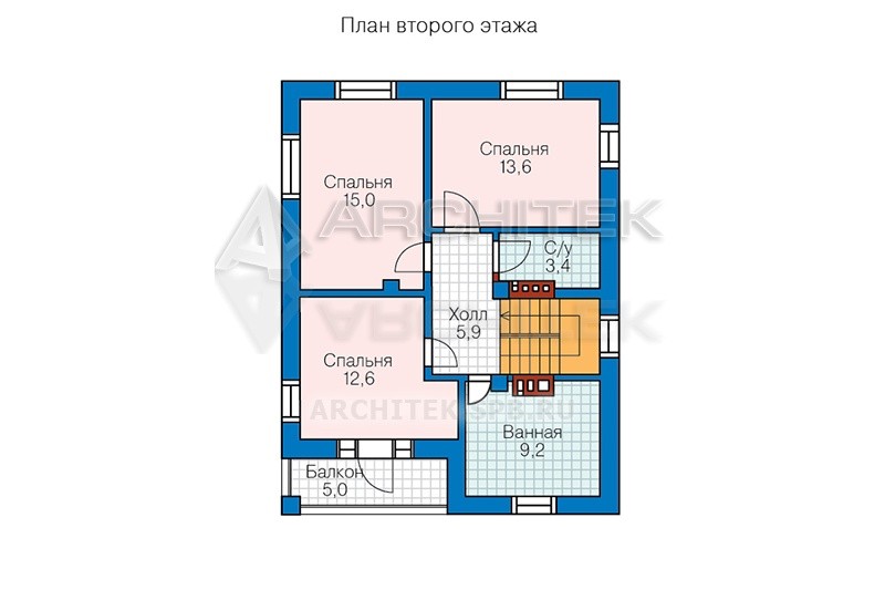 PD-018-3P проект простого дома из газобетона с балконом, террасой
