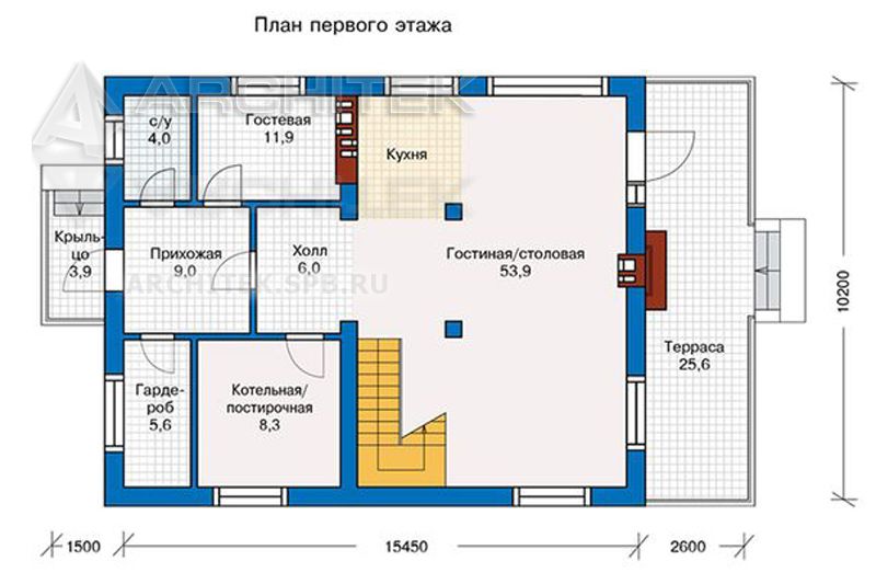 PD-021-2P Проект коттеджа из газобетона с мансардой, террасой и балконом