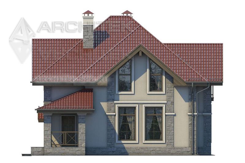 PD-027-P Проект коттеджа из газобетона с мансардой и террасой