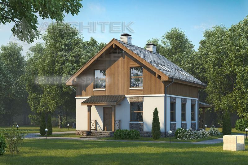 PD-028-K Проект маленького кирпичного дома с террасой
