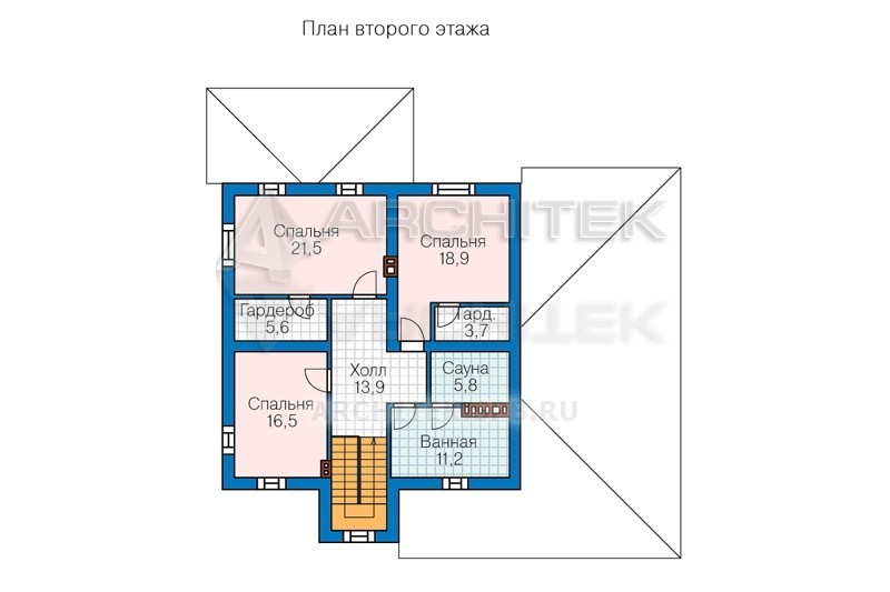 PD-031-2P Проект простого двухэтажного дома из газобетона с гаражом, сауной, террасой