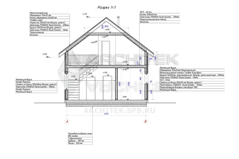 RL-018-F Проект каркасного дома с мансардой, сауной, террасой 6.85х9.5