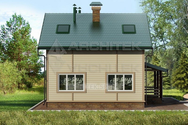 RL-019-F Проект каркасного дома с мансардой, террасой 8х9