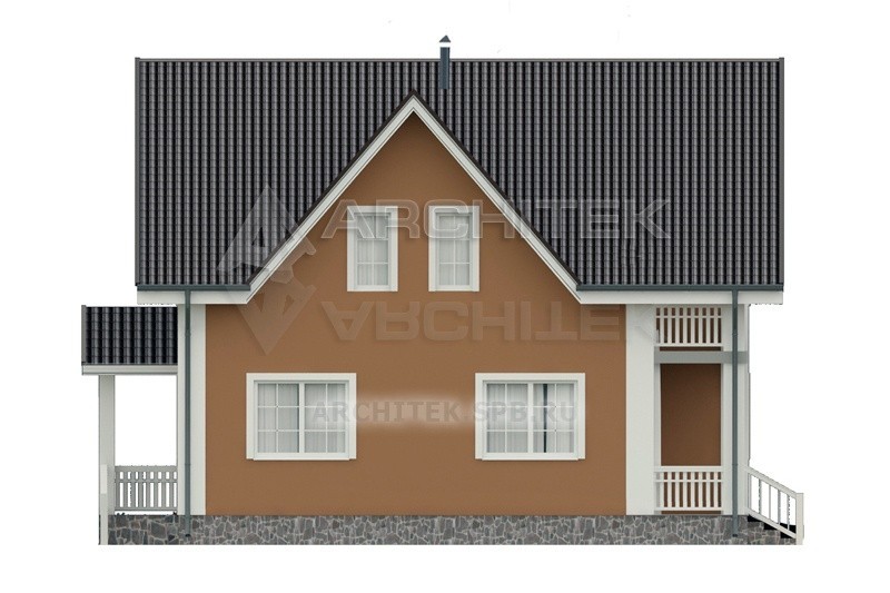 RL-056-P Проект дома из газобетона с мансардой, балконом, террасой 9х10