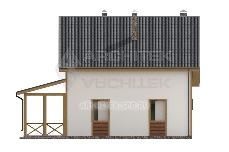 RL-058-P Проект простого дома из газобетона с мансардой, террасой 9х9