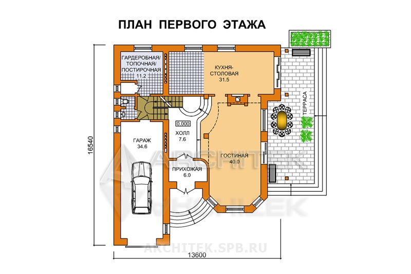 SM-002-K проект кирпичного дома с гаражом, мансардой, цокольным этажом, эркером, вторым светом, сауной, балконом