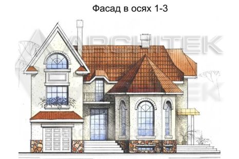 SM-002-K проект кирпичного дома с гаражом, мансардой, цокольным этажом, эркером, вторым светом, сауной, балконом