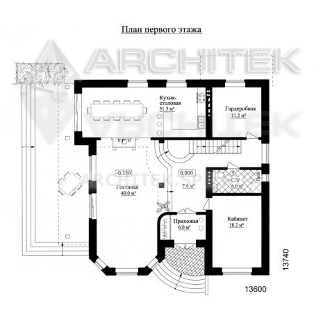 SM-003-K проект дома из кирпича с мансардным и цокольным этажом, эркером, вторым светом, бассейном, сауной