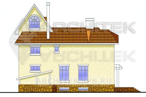 SM-003-K проект дома из кирпича с мансардным и цокольным этажом, эркером, вторым светом, бассейном, сауной