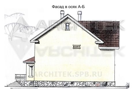 SM-005-K проект кирпичного дома с цокольным этажом, эркером, балконом, террасой