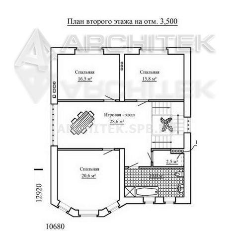 SM-008-K проект кирпичного дома с цокольным этажом, гаражом, эркером, террасой