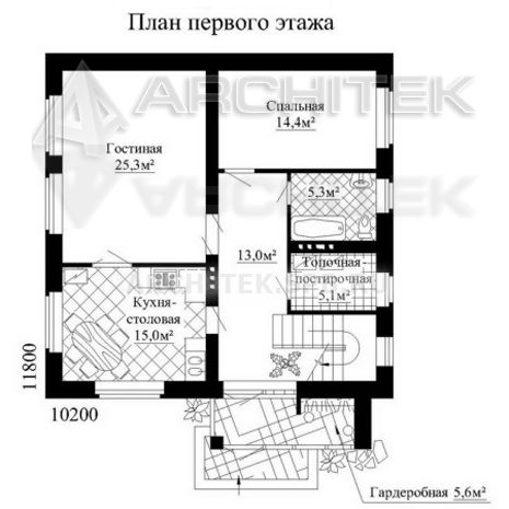 SM-011-K проект энергоэффективного дома 10×12 из кирпича с мансардой и верандой