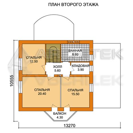 T-001-K Проект кирпичного дома с гаражом, мансардой, эркером, балконом, верандой