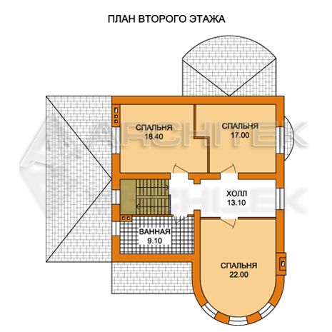 T-005-K Проект дома из кирпича с гаражом, мансардой, эркером, верандой