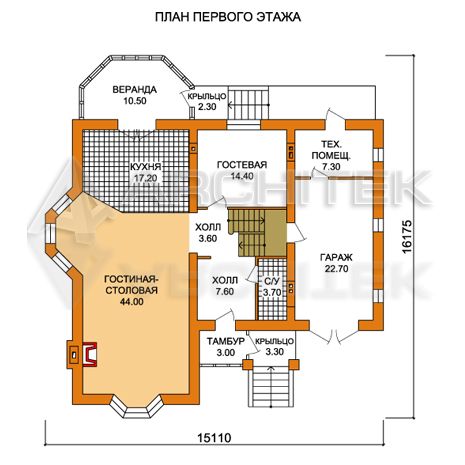T-009-P Проект дома из газобетона с мансардой, гаражом, верандой, эркером, балконом