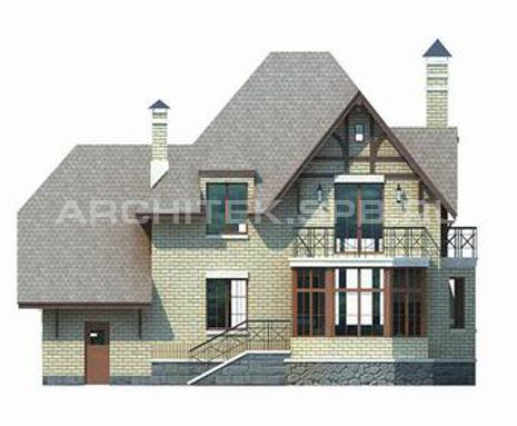 T-009-P Проект дома из газобетона с мансардой, гаражом, верандой, эркером, балконом