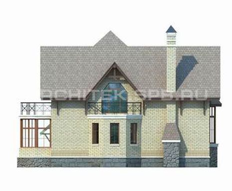 T-009-P Проект дома из газобетона с мансардой, гаражом, верандой, эркером, балконом