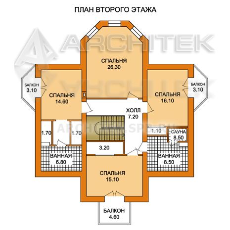 T-016-P Проект дома из пеноблоков с мансардным этажом, эркером, балконом, террасой