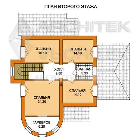 T-018-P Проект дома из пеноблоков с мансардой, эркером, гаражным навесом, верандой 14×15