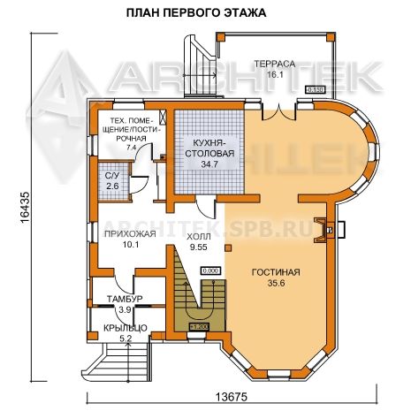 T-020-P Проект двухэтажного коттеджа из газобетона с эркером, сауной, террасой