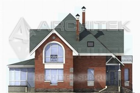 T-024-P Проект дома из газобетона с мансардой, эркером, сауной, балконом, вторым светом, верандой 11×15