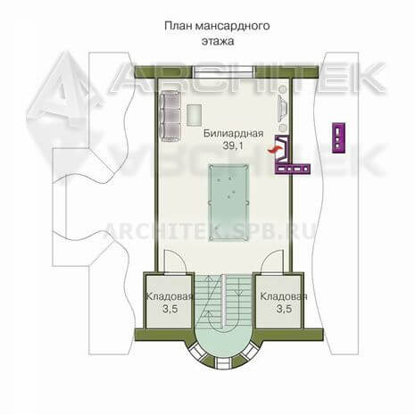 T-040-K Проект дома из кирпича с мансардой, гаражом, эркером, вторым светом, балконом 10.2×14.4