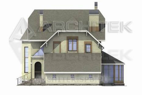 T-043-K Проект дома из кирпича с мансардой, гаражом, верандой