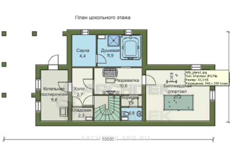 T-055-P Проект дома из газобетона с цокольным этажом, мансардой, сауной, террасой, верандой