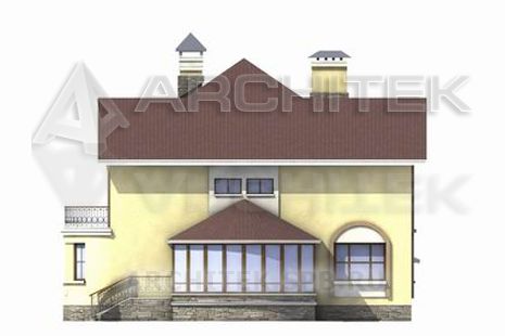 T-056-P Проект двухэтажного коттеджа с эркером из газобетона 12.3×13.5
