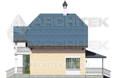 T-065-K Проект дома из кирпича с мансардой, балконом, верандой 10.8×13.8