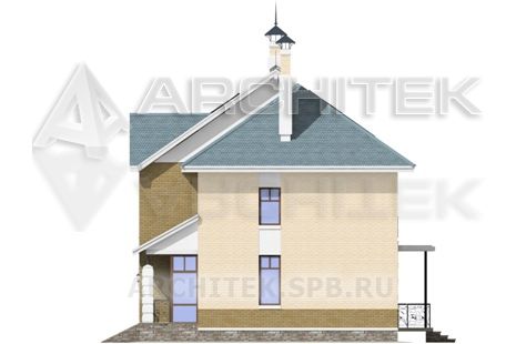 T-066-K Проект коттеджа из кирпича с мансардой, балконом, террасой 10.8×11.7