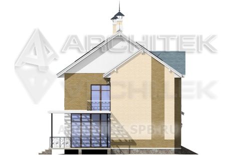 T-066-P Проект коттеджа из пеноблоков с мансардой, балконом, террасой 10.8×11.7