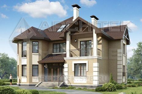 T-071-P Проект дома из пеноблоков с мансардой, эркером, сауной, вторым светом, террасой, балконом 14х15