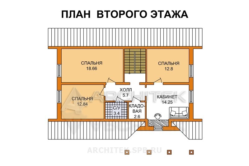 V-014-P проект простого дома из пеноблоков с мансардой 8.3х12.3