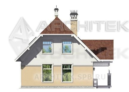 V-014-P проект простого дома из пеноблоков с мансардой 8.3х12.3