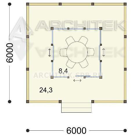 V-017-F проект каркасной беседки 6х6