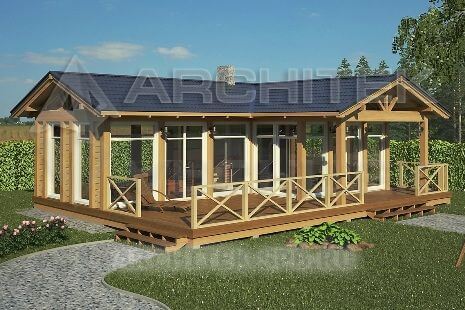 V-021-F проект крытой каркасной беседки с террасой
