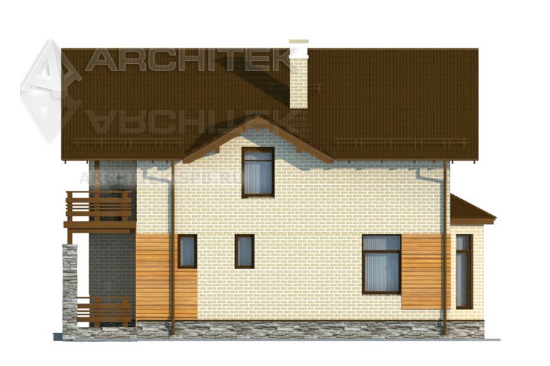 V-038-P проект коттеджа из газобетона с мансардой и эркером